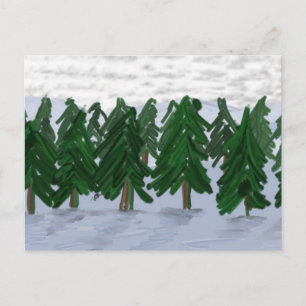 Árboles del día de fiesta en nieve postkarte