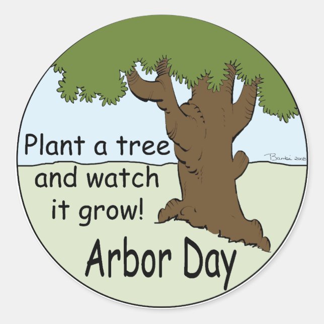 Arbor Day Runder Aufkleber (Vorderseite)