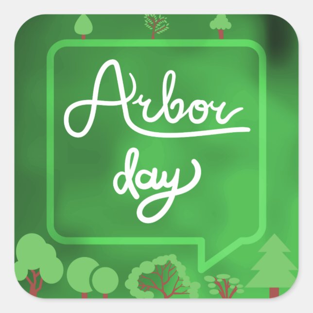 Arbor Day Square Stickers (Vorderseite)