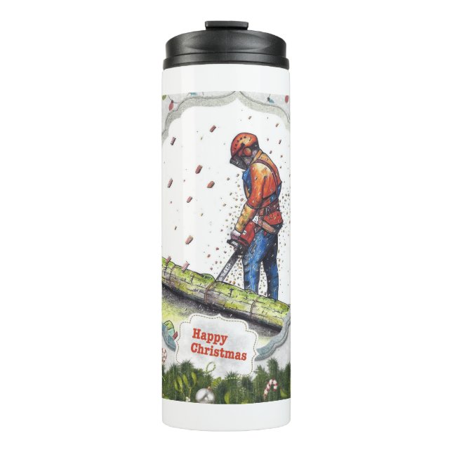 Arborist Chainsaw Baum Chirurg Geschenk Weihnachte Thermosbecher (Vorderseite)