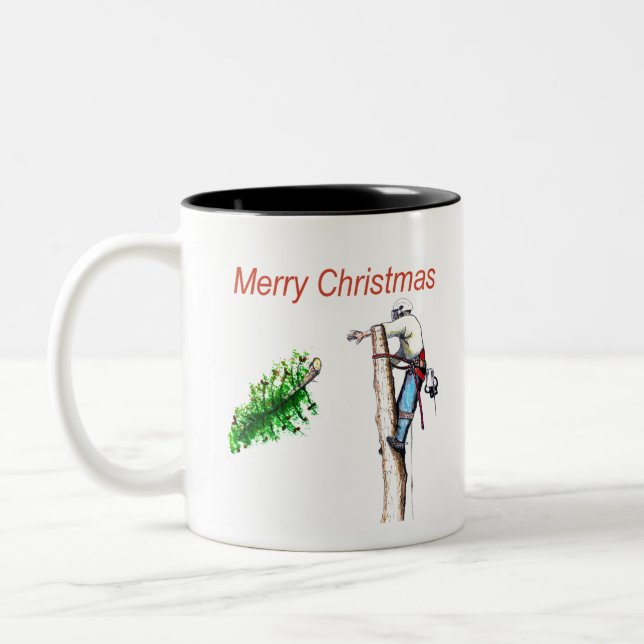 Arborist Chainsaw Baum Chirurg Geschenk Weihnachte Zweifarbige Tasse (Links)