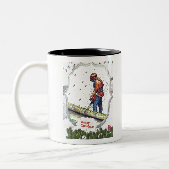 Arborist Chainsaw Baum Chirurg Geschenk Weihnachte Zweifarbige Tasse (Links)