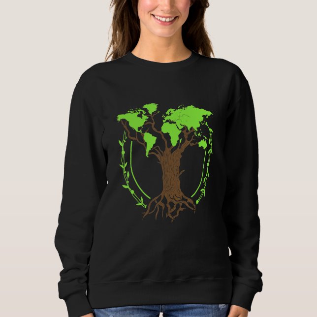 Arborist Gardener Tree Weltkarte Natur 3 Sweatshirt (Vorderseite)