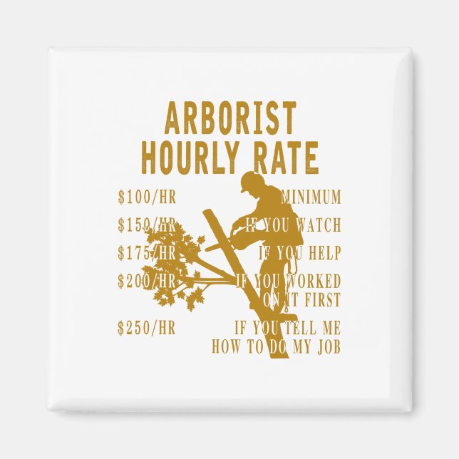 Arborist Hourly Rate Funny Tree Climbing Logger Gi Magnet (Vorne)