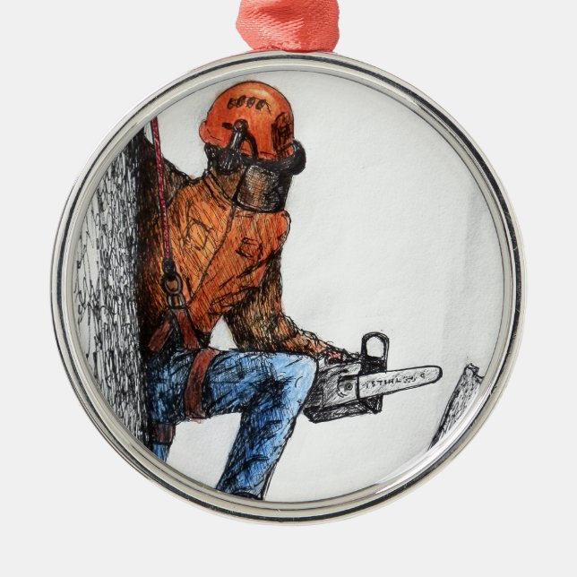 Arborist Tree Surgeon Ornament Aus Metall (Vorne)