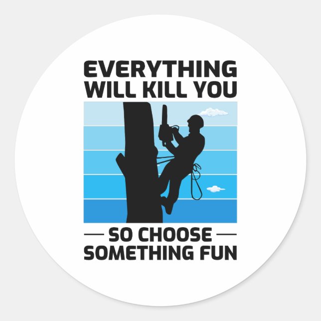 Arborist Treuhirn Klettersteiger Runder Aufkleber (Vorderseite)