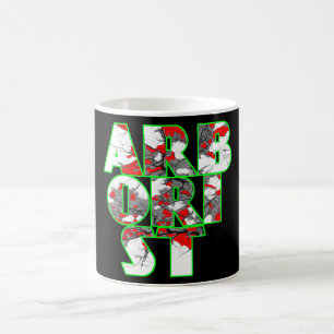 Arboristisches Cool-grün- und rotes Textdesign Kaffeetasse