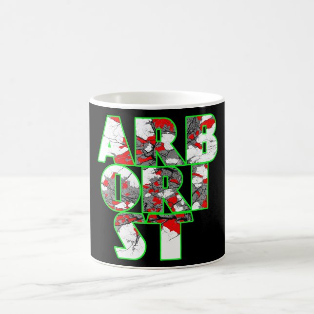 Arboristisches Cool-grün- und rotes Textdesign Kaffeetasse (Mittel)