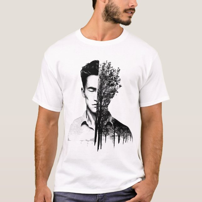 Arbre halbe Kunst des menschlichen Designs T-Shirt (Vorderseite)