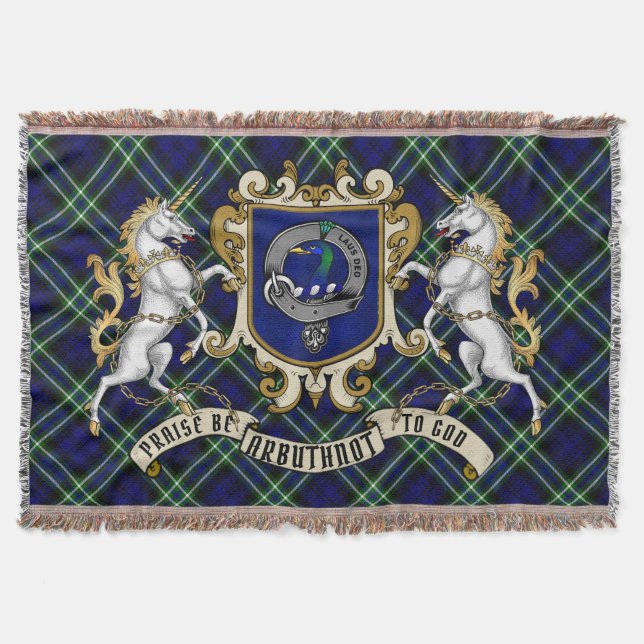 Arbuthnot Clan Abzeichen & Tartan Decke (Vorderseite)