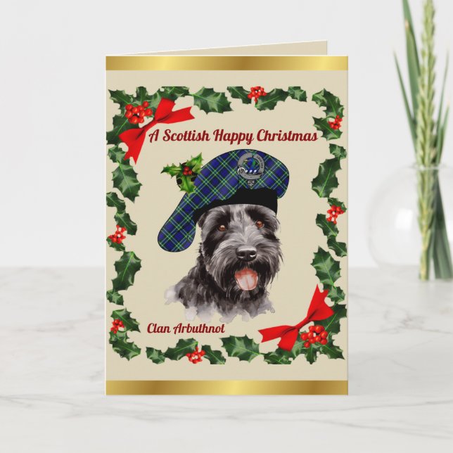 Arbuthnot Scottie Dog Personalisiert Xmas Karte (Vorderseite)