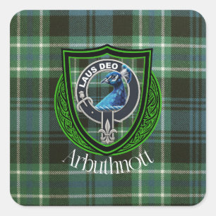 Arbuthnott Scottish Clan Tartan und Wappen Quadratischer Aufkleber