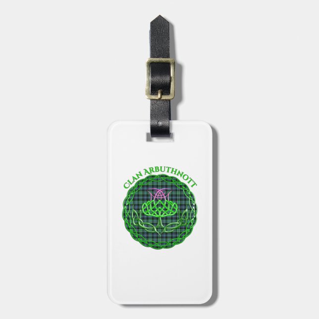 Arbuthnott Scottish Tartan Celtic Thistle Gepäckanhänger (Vorderseite vertikal)