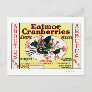 Arbutus Eatmor Cranberries Marke Postkarte