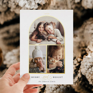 Arc 3 Foto Merry & Bright Gold Foil Folieneinladung