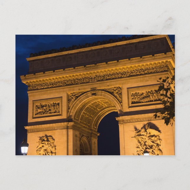 Arc de Triomphe at Night, Paris Postkarte (Vorderseite)