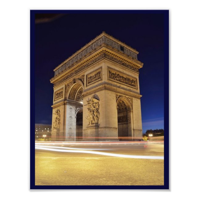 Arc de Triomphe de l'Étoile - Nachtaufnahme in Par Fotodruck (Vorne)