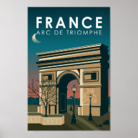 Arc de Triomphe France Retro Travel Art Vintage