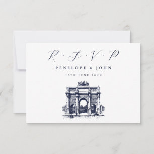Arc de Triomphe Illustration Hochzeit in Urlaubsor RSVP Karte