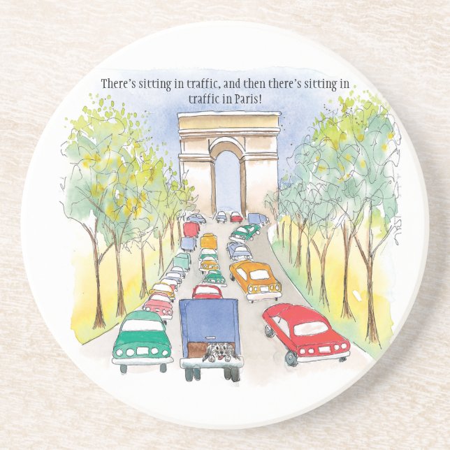 Arc de Triomphe Ink and Watercolor Whimsical Art Getränkeuntersetzer (Vorne)