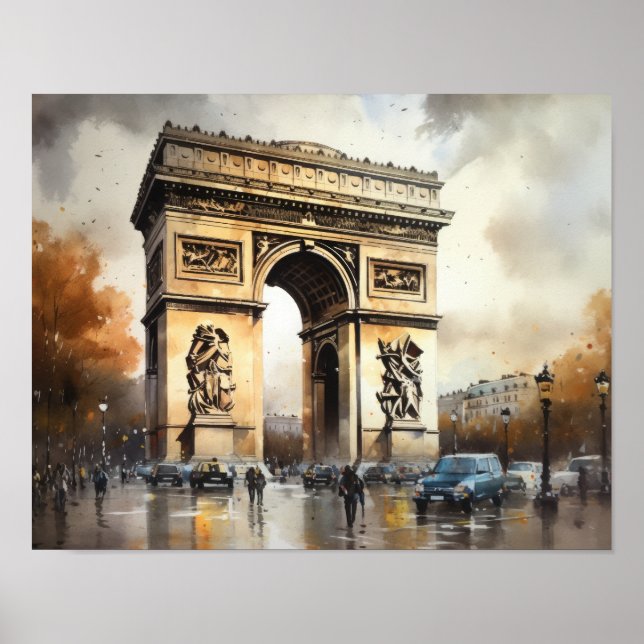 Arc De Triomphe Paris Frankreich Art Print Poster (Vorne)