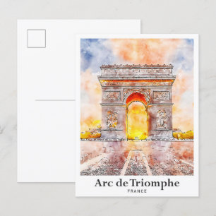 Arc de Triomphe Paris Frankreich Reise Aquarell Postkarte
