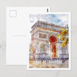 Arc de Triomphe Paris Reiseort Aquarell Postkarte
