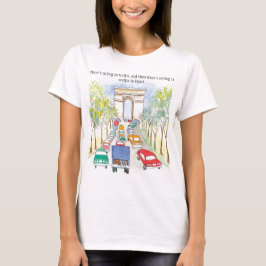 Arc de Triomphe Paris Whimsical Watercolor Sketch T-Shirt