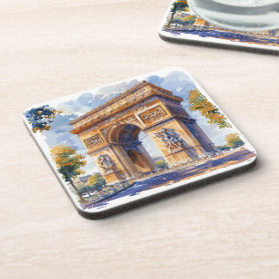 Arc de Triomphe Watercolor Travel Sehenswürdigkeit Getränkeuntersetzer