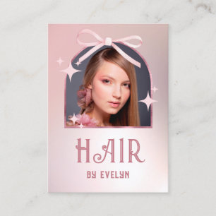 Arc Foto Pink Bow Imitats Foil Hair Business Card Visitenkarte
