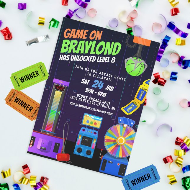 Arcade Birthday Party Einladung (Von Creator hochgeladen)