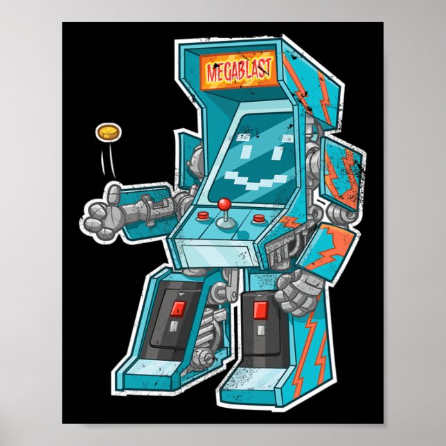 Arcade-Bot- Videospielkabine mit Joystick in Di Poster (Vorne)