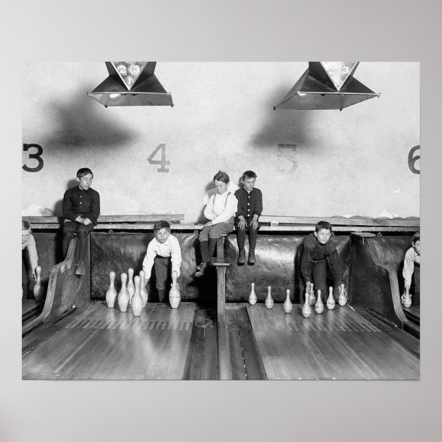 Arcade Bowling Alley, 1909. Vintages Foto Poster (Vorne)