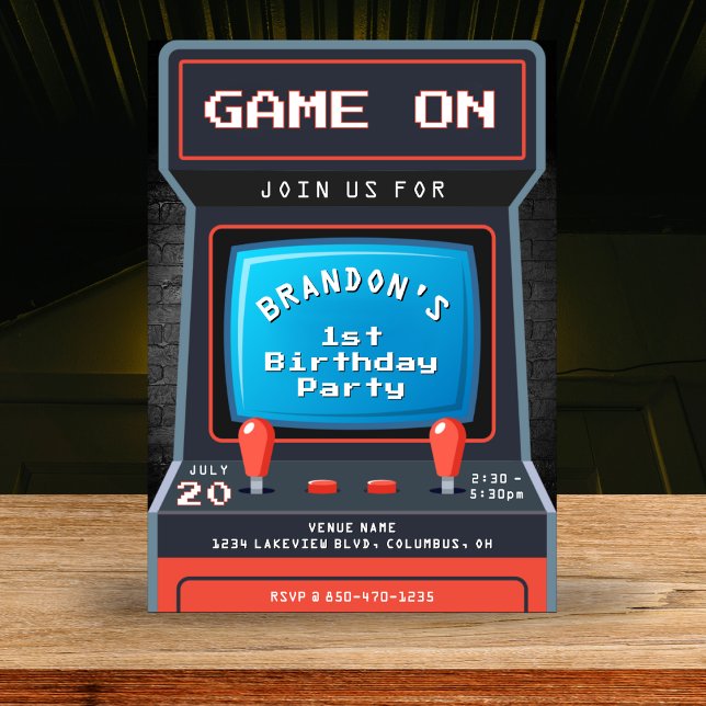 Arcade Game 1. Geburtstag Party Einladung (Arcade Game 1st Birthday Party Invitation
)