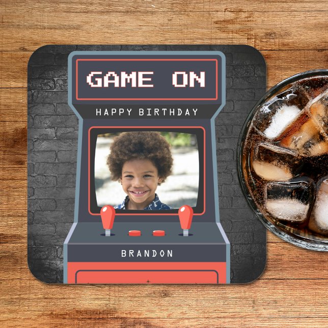 Arcade Game Foto Bridge Retro Rechteckiger Pappuntersetzer (Von Creator hochgeladen)