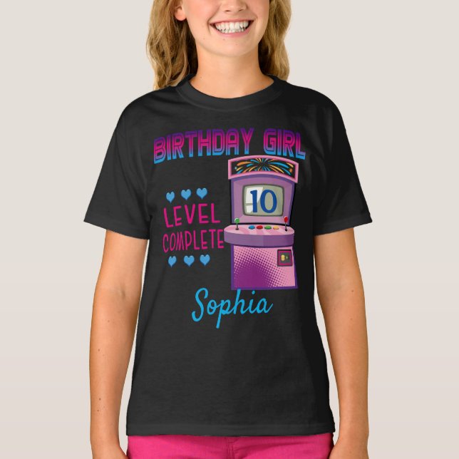 Arcade Game Level Up Birthday Girl T-Shirt (Vorderseite)