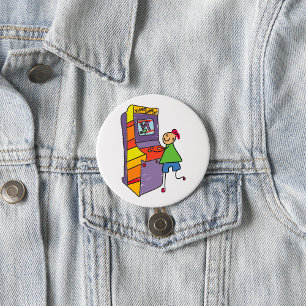 Arcade Gamer Strichmännchen Fun Vintages Videospie Button