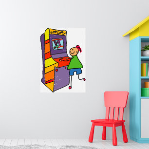 Arcade Gamer Strichmännchen Fun Vintages Videospie Poster