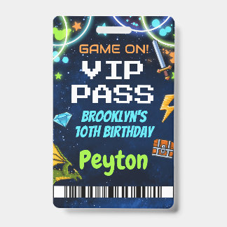 Arcade Games Birthday VIP Pass Lanyard Ausweis