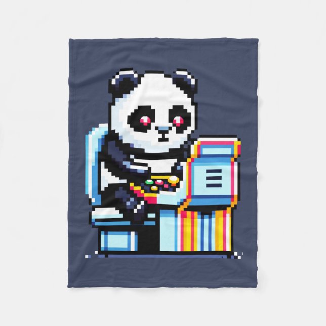 Arcade Panda Gamer - Retro Pixel Art Gaming Design Fleecedecke (Vorderseite)