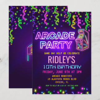 Arcade Party Geburtstag Einladung