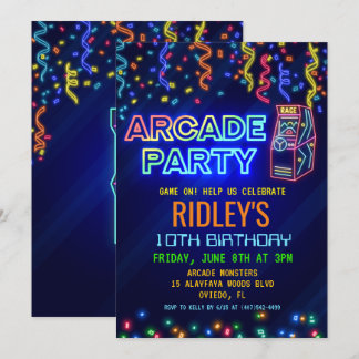 Arcade Party Geburtstag Einladung