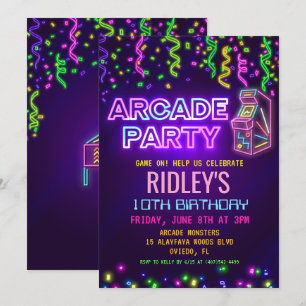 Arcade-Party-Geburtstagseinladung Einladung