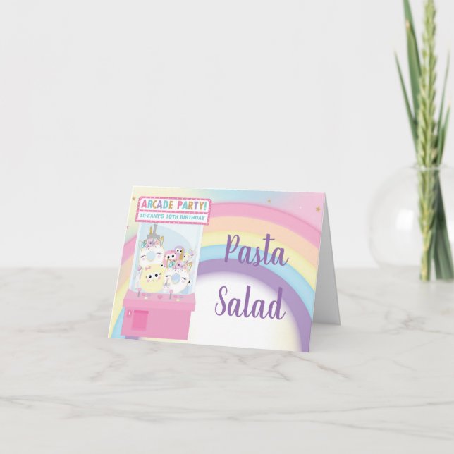 Arcade Pink Claw Machine Birthday Food Zelt Card Dankeskarte (Vorderseite)