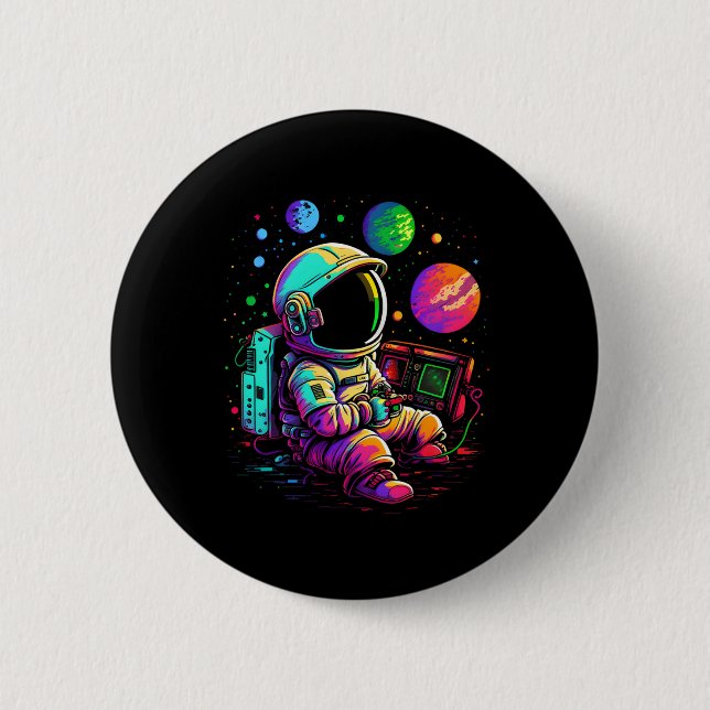 Arcade Planets Universe Gaming Astronaut Button (Vorderseite)