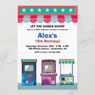 Arcade Room Geburtstagsparty Einladung