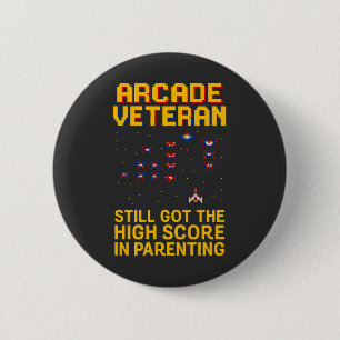 Arcade Vater Pixel Art - Retro Gamer Button