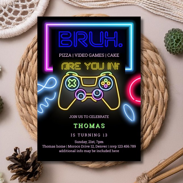 Arcade vide Spiele Neon Laser Geburtstag Einladung (Von Creator hochgeladen)