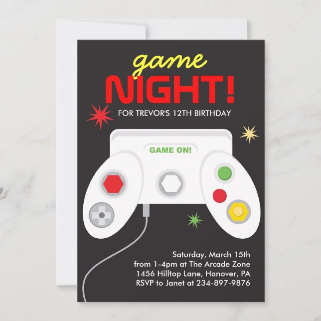 Arcade-Videospiel-Geburtstags-Party Einladung (Vorderseite)