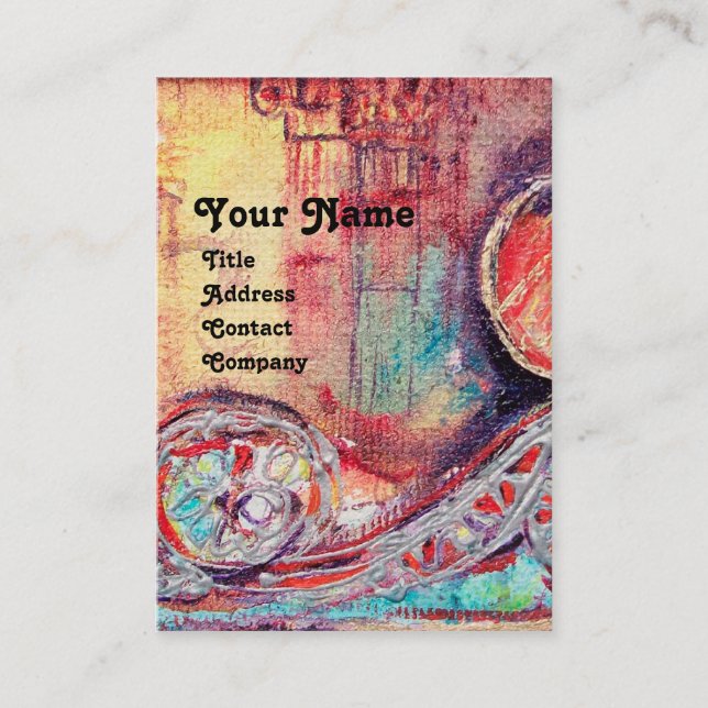 ARCADIA, Red Blue Yellow Silver Abstrakt Visitenkarte (Vorderseite)